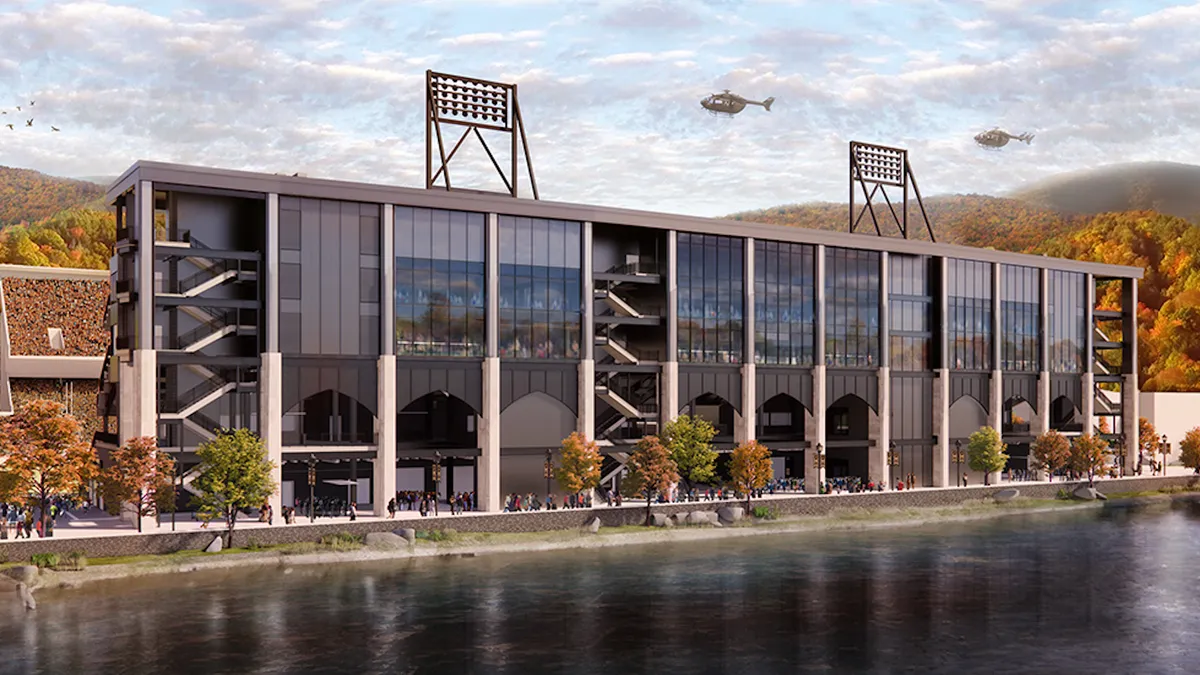 A rendering portrays renovations at Michie Stadium at the U.S. Military Academy in West Point, New York.